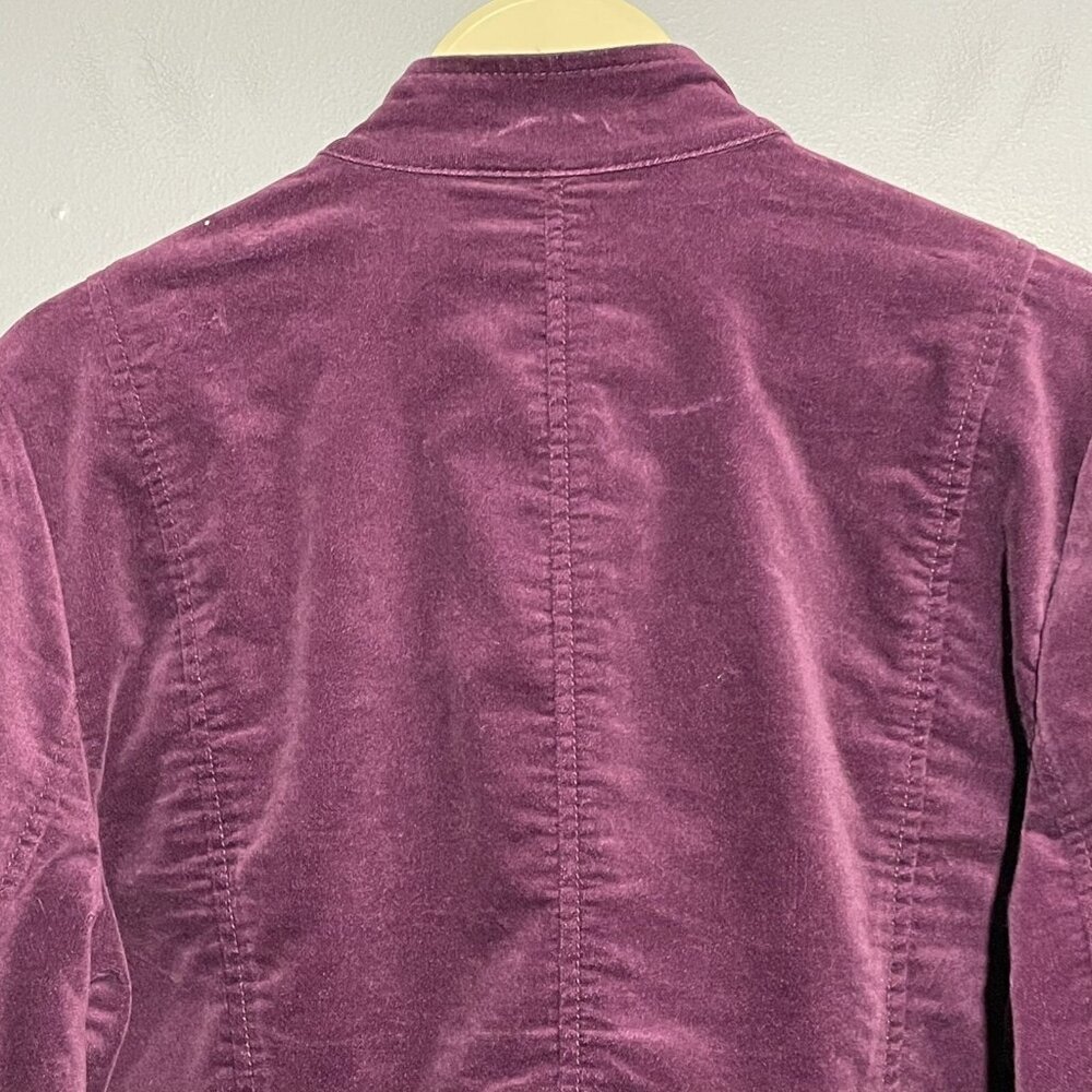 Chico Suit Jacket Coat Trench Women Size 1 Medium 8 Purple Velvet Military Retro - Picture 4 of 12